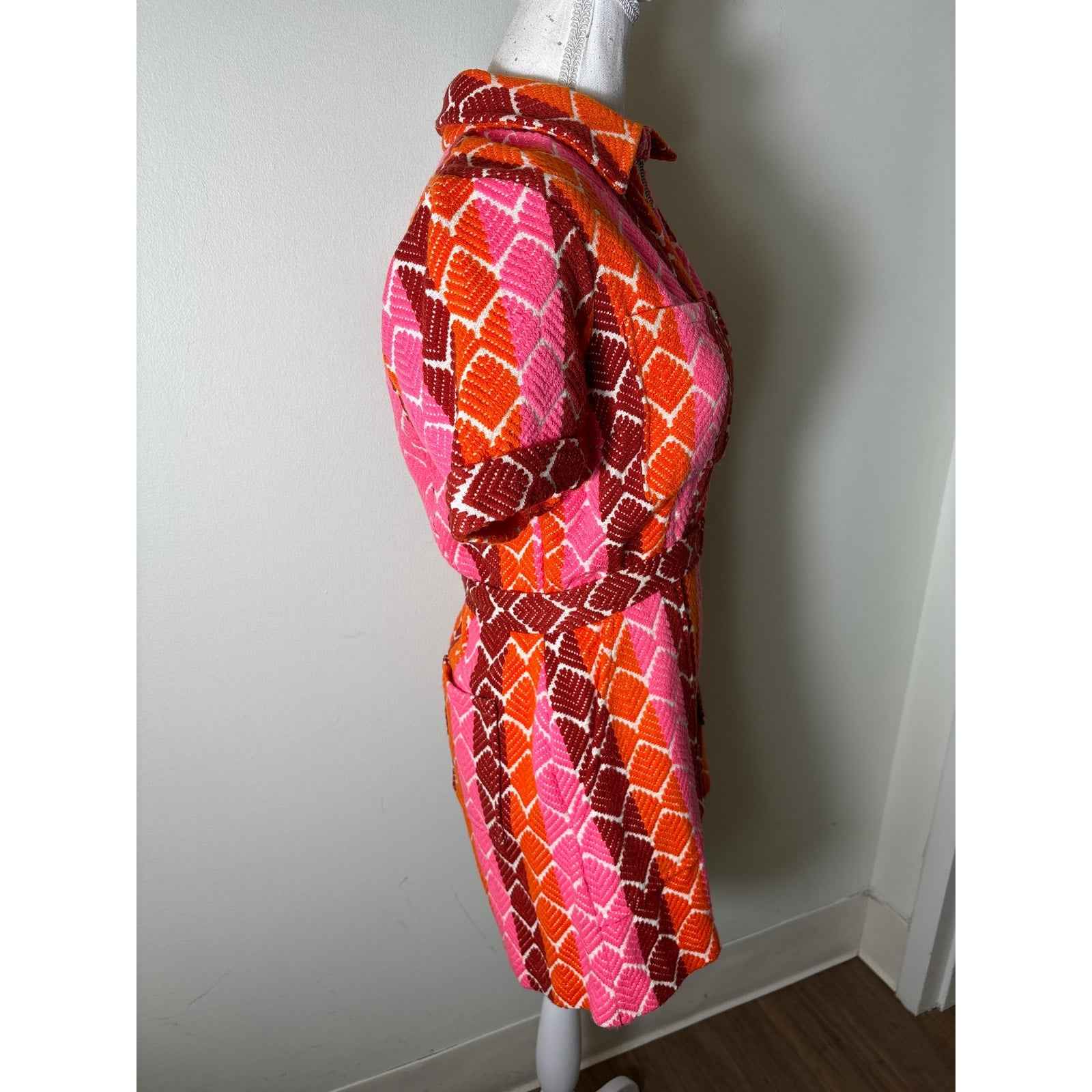 Saylor Red Pink Orange Heavy Knit Romper Sz S