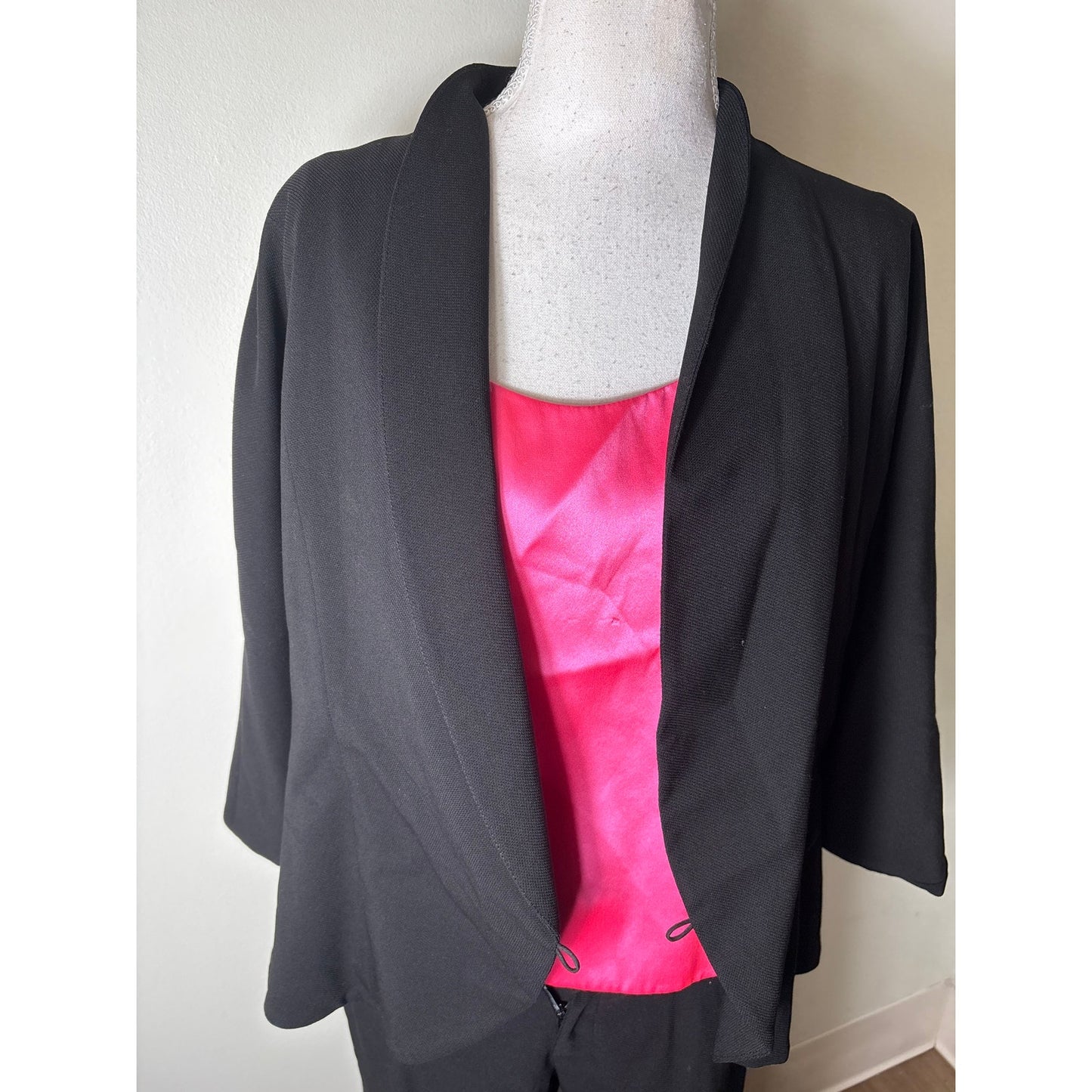 Sylvia Heisel Black and Hot Pink Pants Set with Silk Tank Top Sz 4