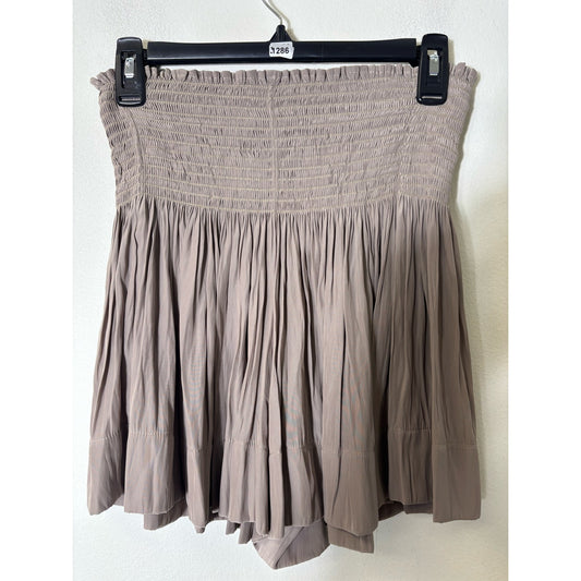 Koch Tan Smocked Pleated Mini Skirt/Skort Sz M