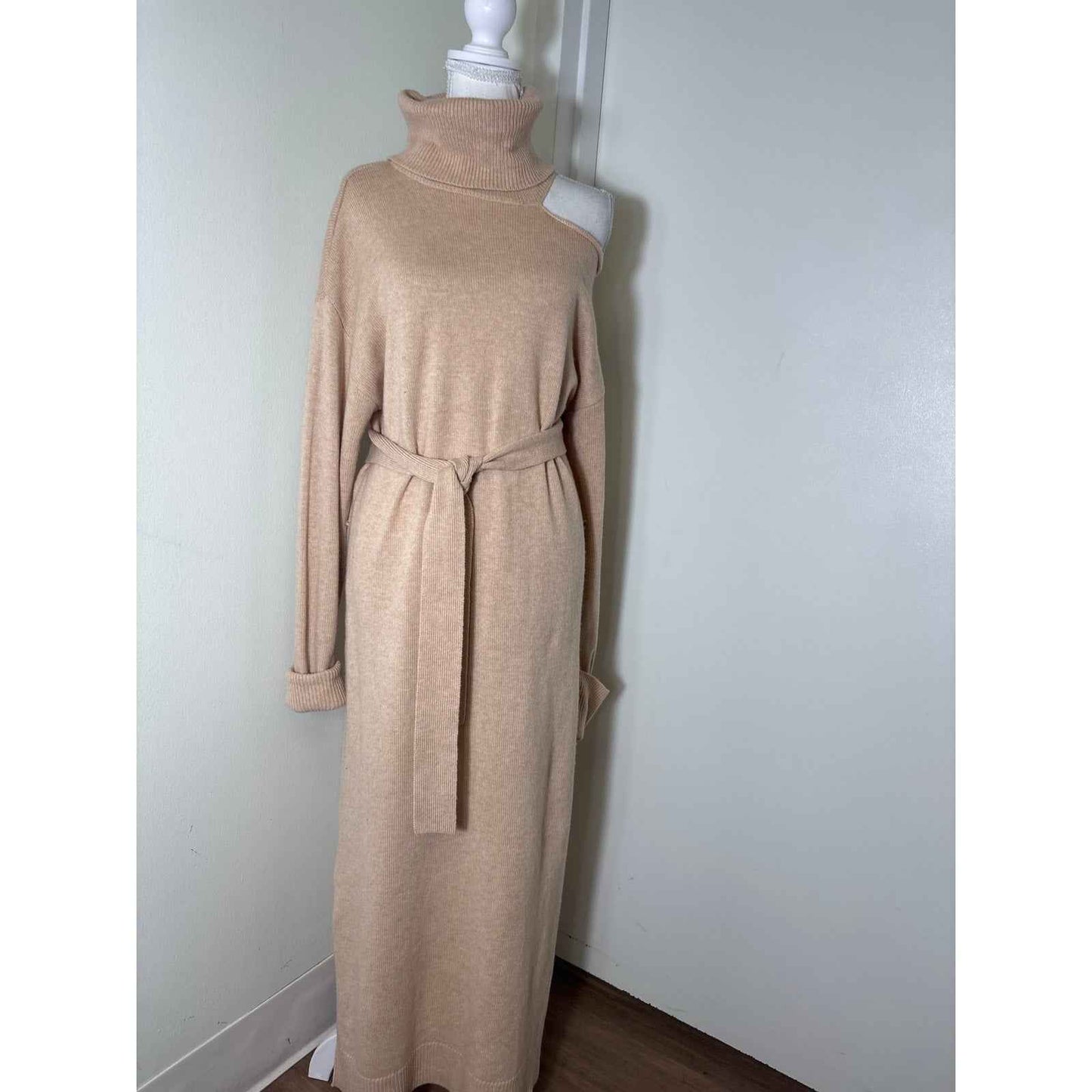 Paige Beige Long Sleeve Maxi Sweater Dress Sz M