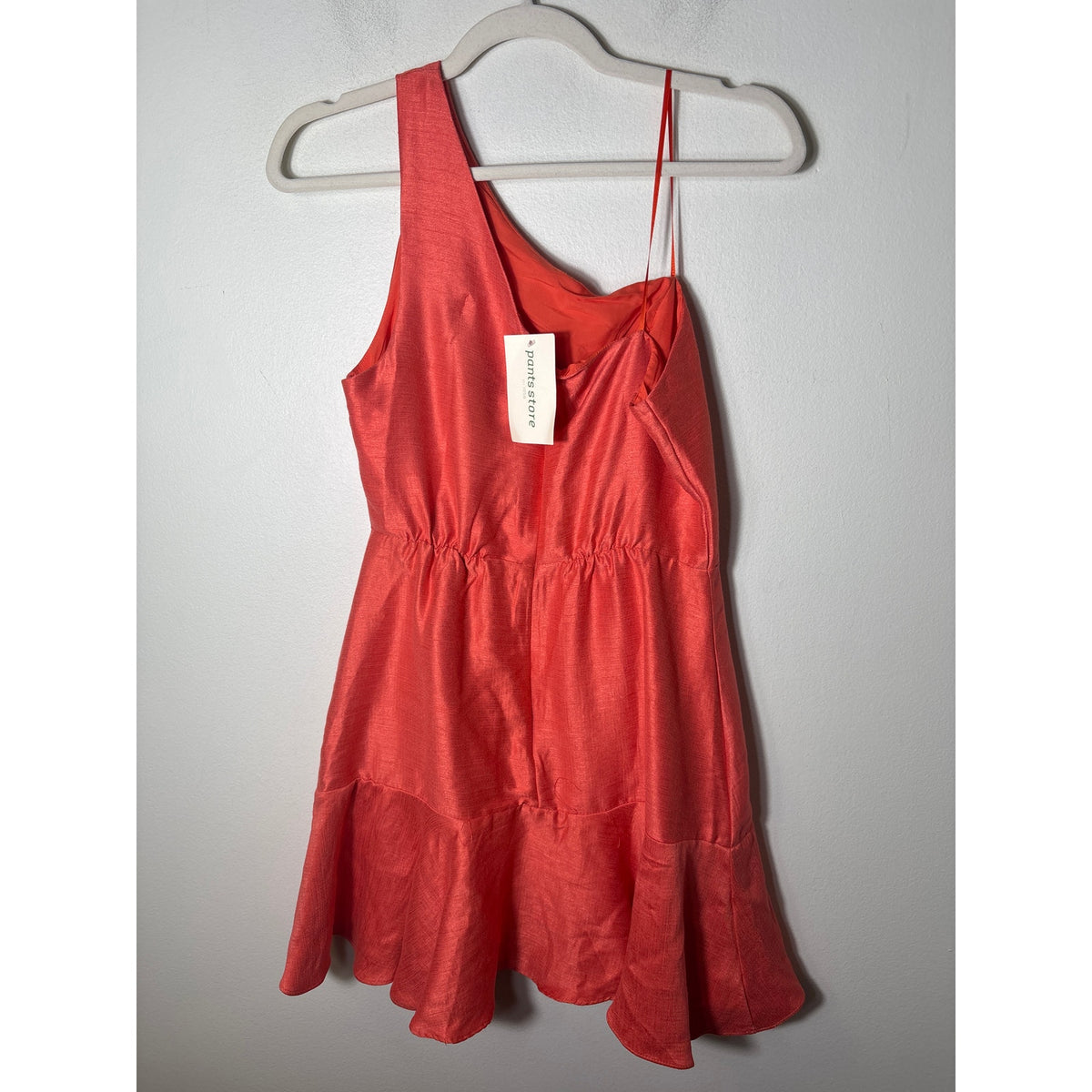 Pants Store Orange One Shoulder Ruffle Hem Mini Dress Sz M