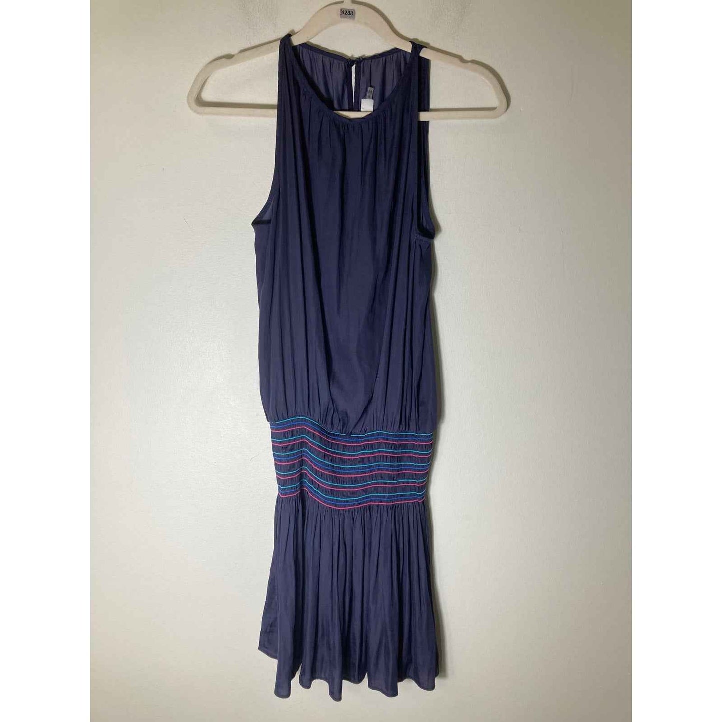 Do + Be Navy Blue Smocked Waist Mini Dress Sz M