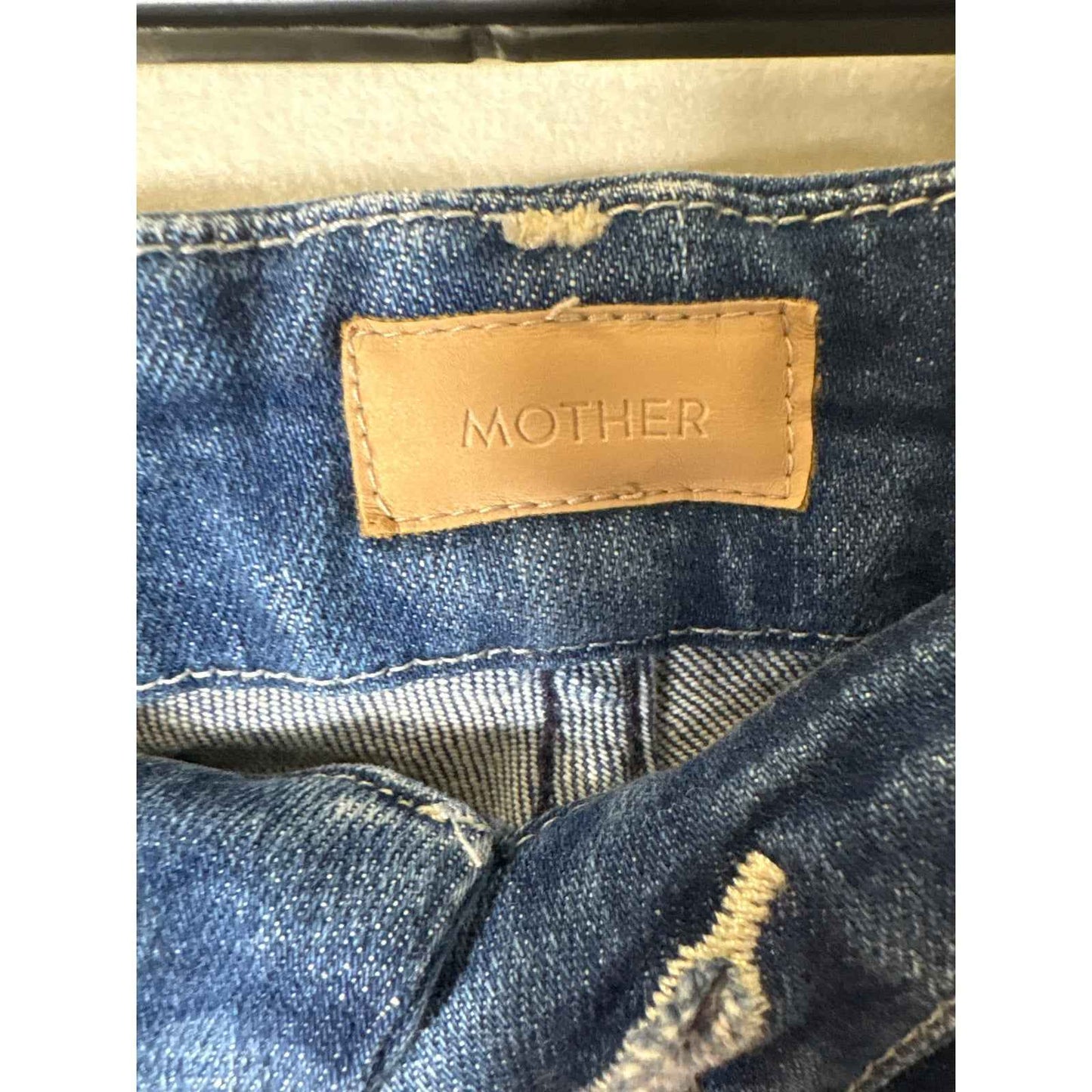 Mother Medium Wash The Looker Ankle Fray Blue Jean Sz 30