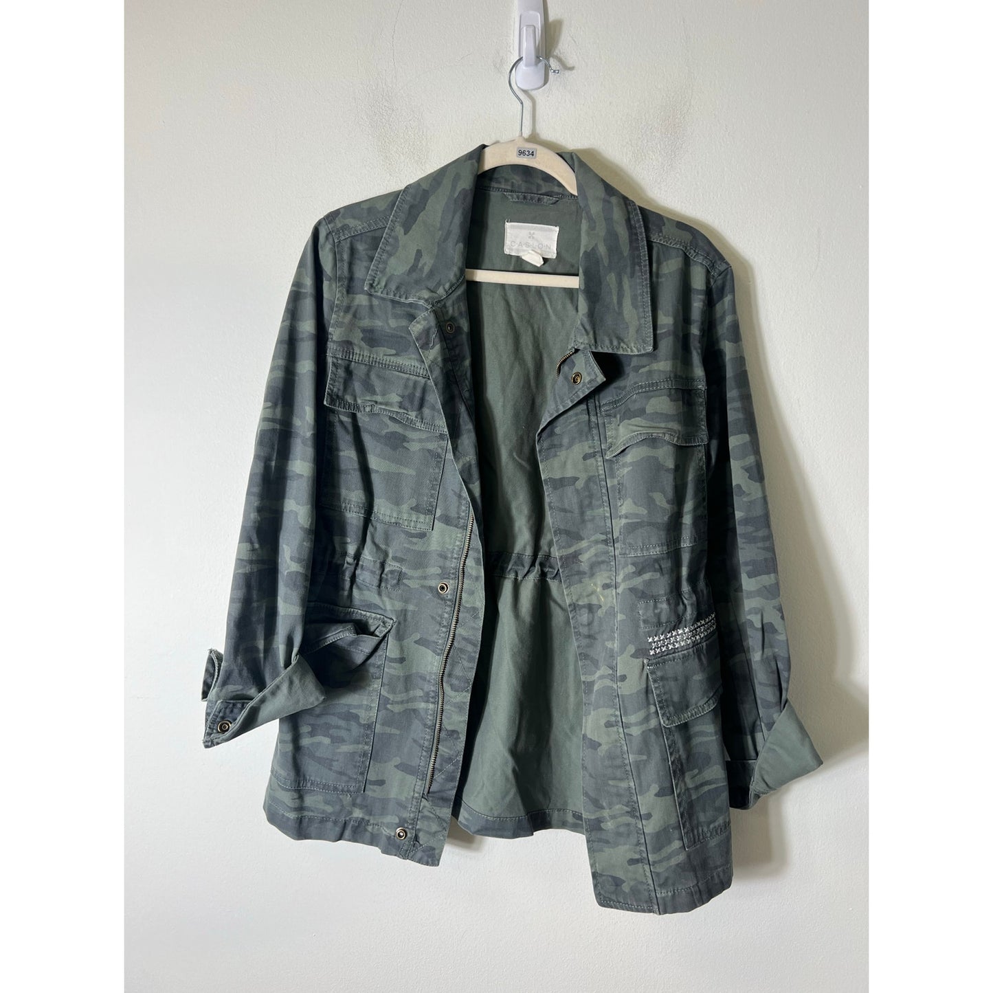 Caslon Green Camo Long Sleeve Jacket Sz M