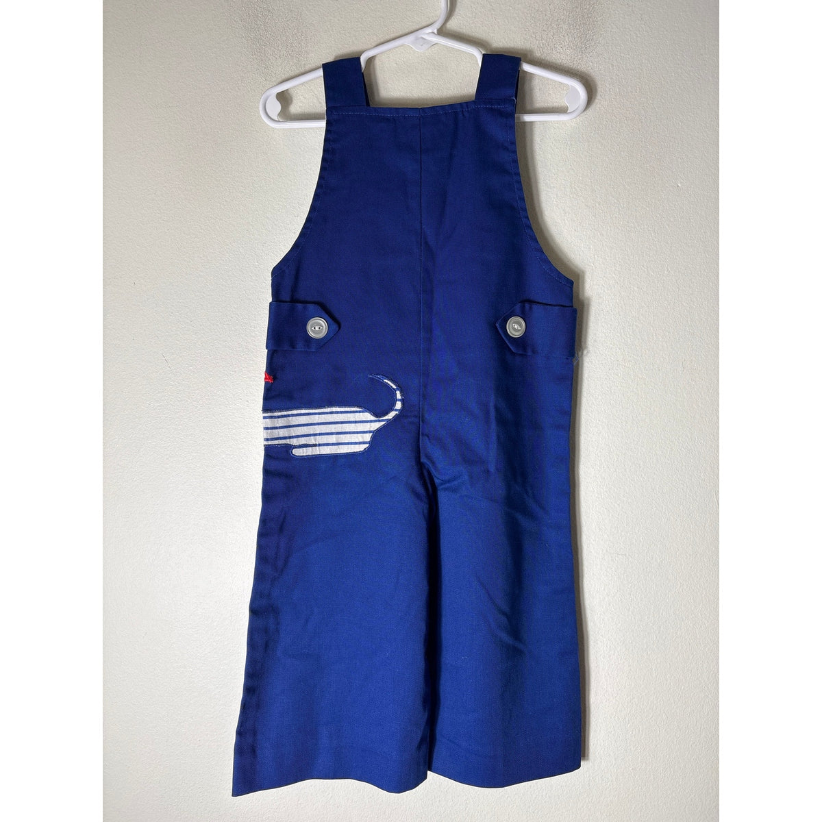 Boys Vintage Funtasia Too Royal Blue Applique dog and dog house Longall Sz 2T