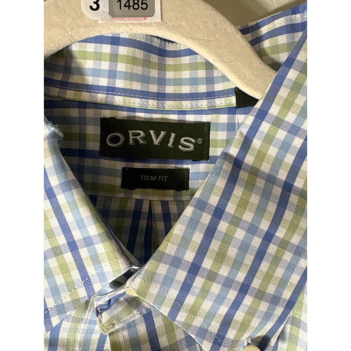 Mens Orvis Trim Fit Blue and Green Plaid Long Sleeve Button Up Shirt Sz XXL