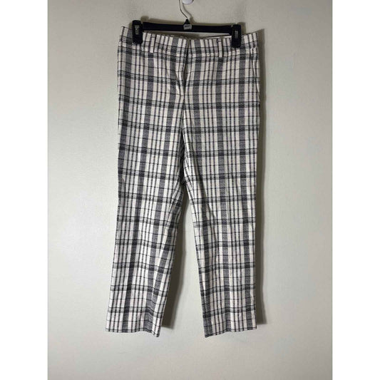 NWT Ann Taylor The Ankle Black and White Plaid Pants Sz 2P