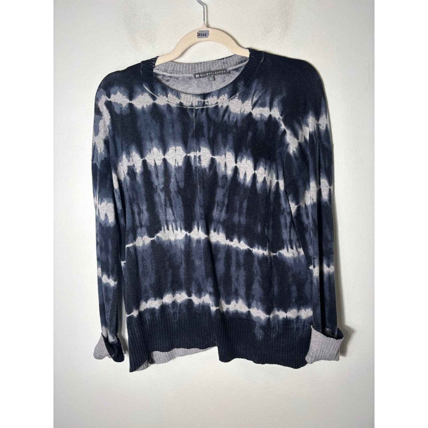 Elliot Lauren Navy Gray Tie Dye Long Sleeve Shirt Sz S