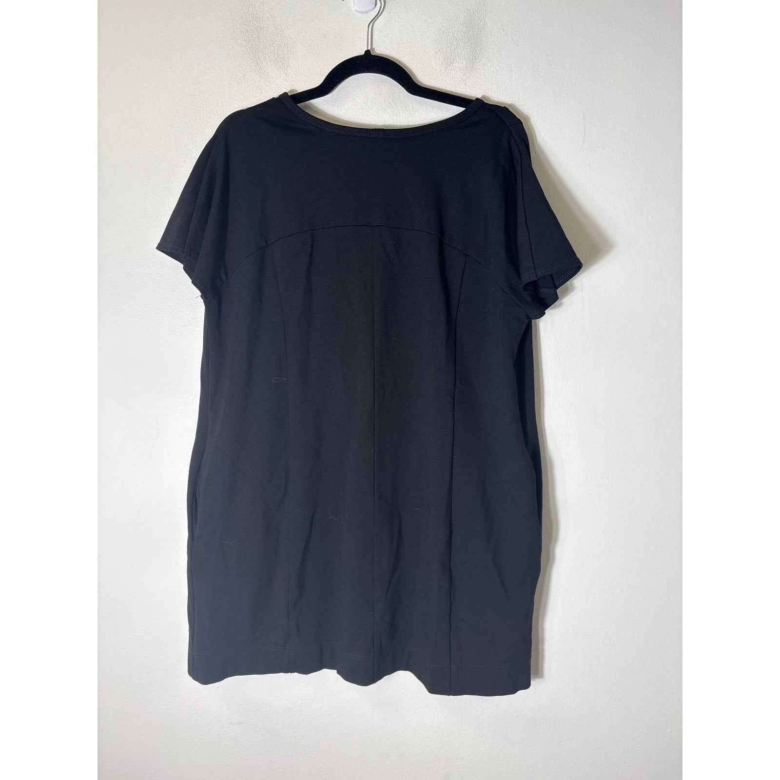 Jean Jones Black Cap Sleeve Mini Shift Dress Sz M