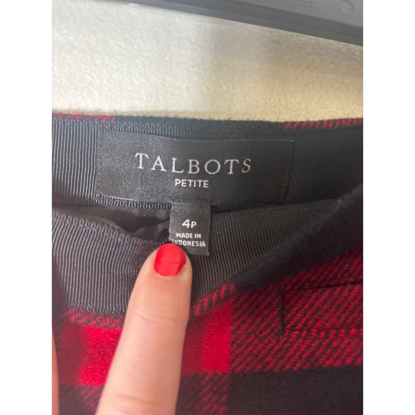 Talbots Red and Black Buffalo Check Mini Skirt Sz 4P