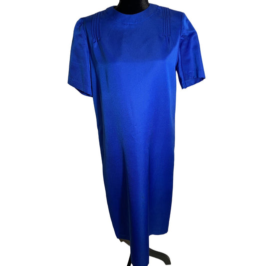 Vintage Kohler Collection Blue Short Sleeve Midi Shift Dress Sz L
