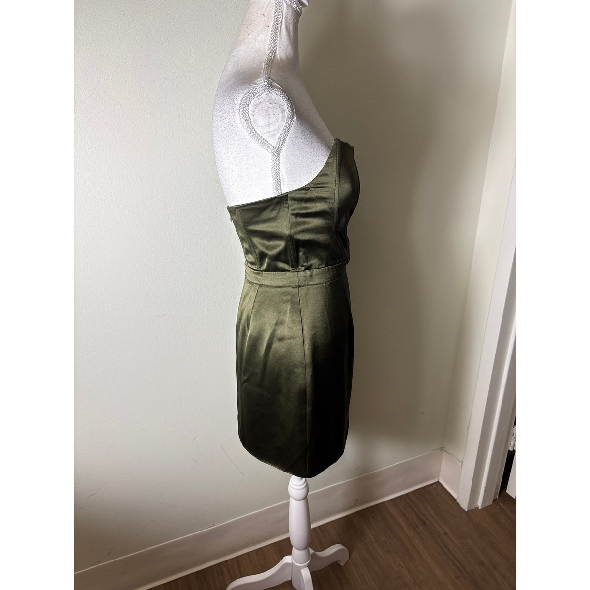 Retrofete Dark Green Strapless Mini Dress Sz S