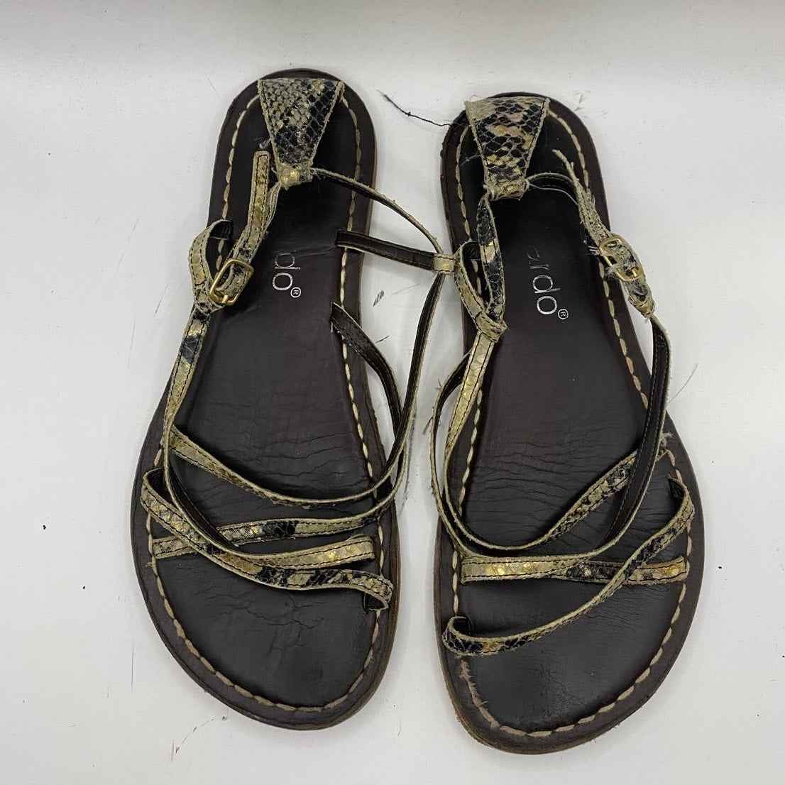 Bernardo Gold Snake Skin Strappy Flat Sandals Sz 8