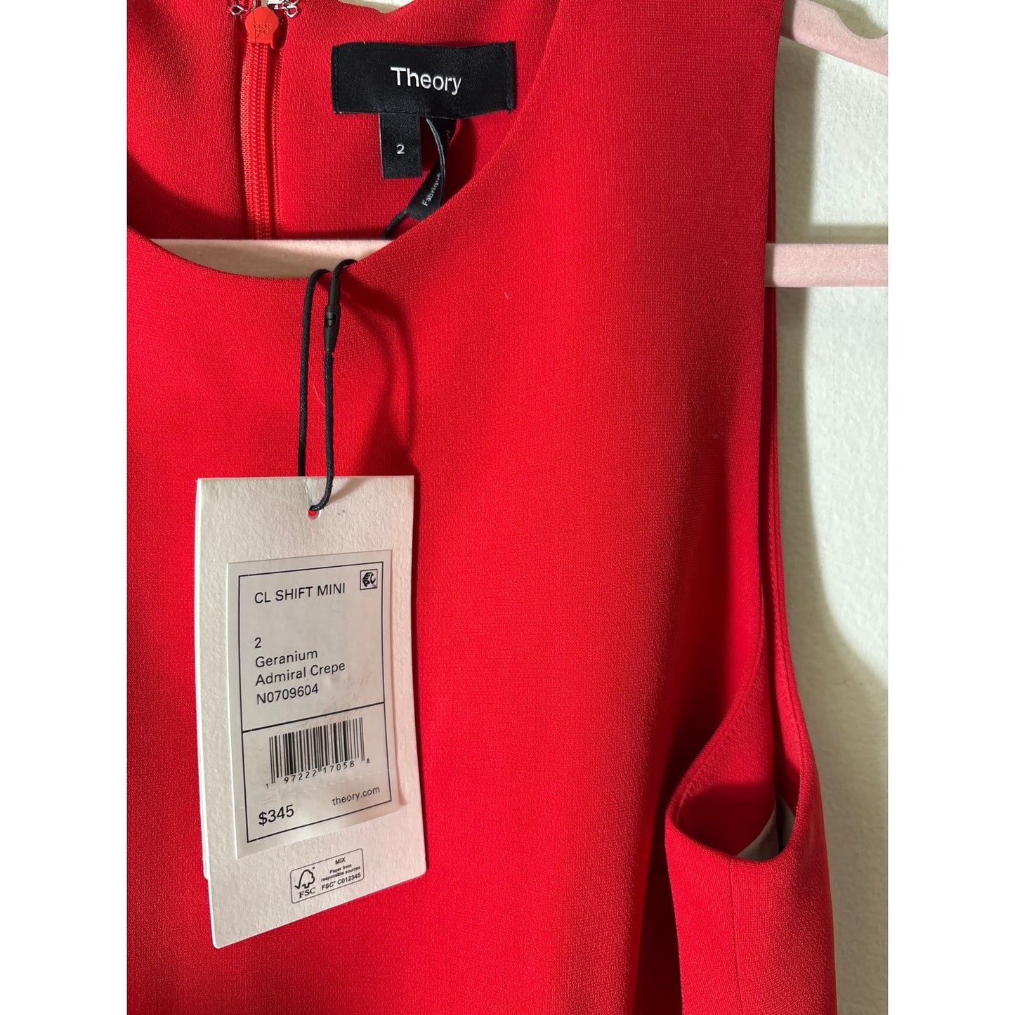 NWT Theory Red sleeveless Mini Shift Dress Sz 2