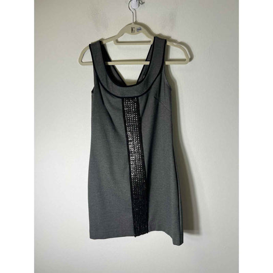Henri Neman Gray Mini Dress w/ Embellishment Panel Down the Front. Sz M