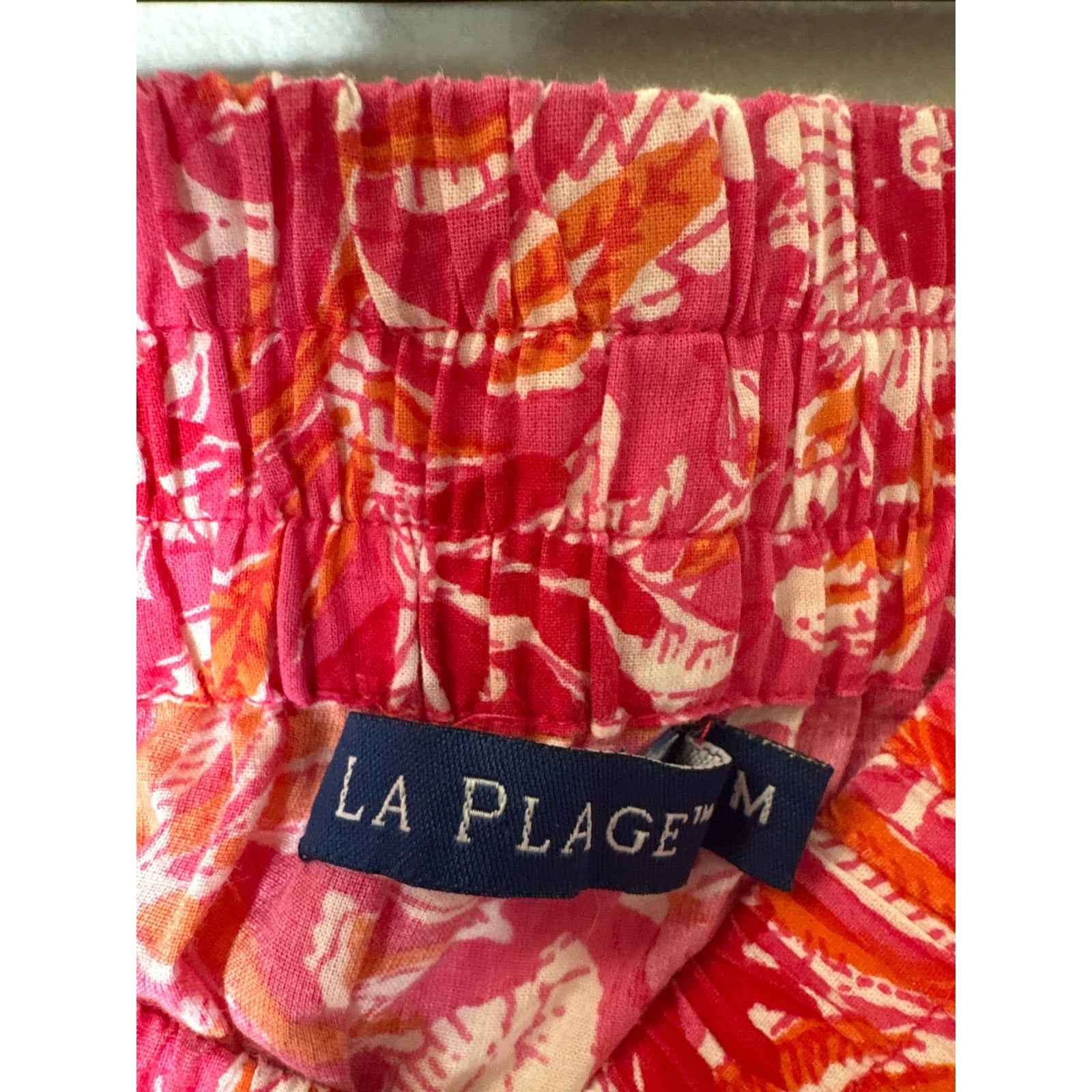La Plage Pink Floral Cotton Pull ON Maxi Skirt Sz M