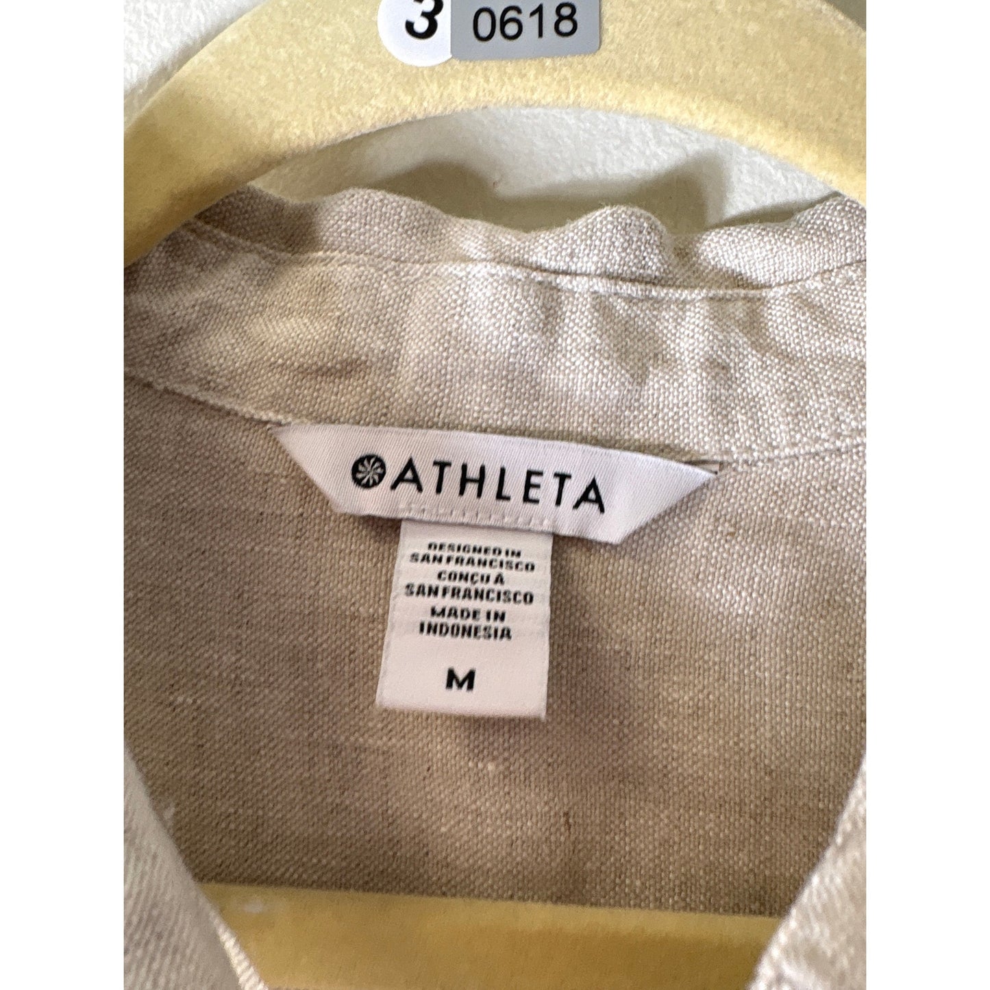 Athleta Wheat Linen Button Up Long Sleeve Shirt Sz M
