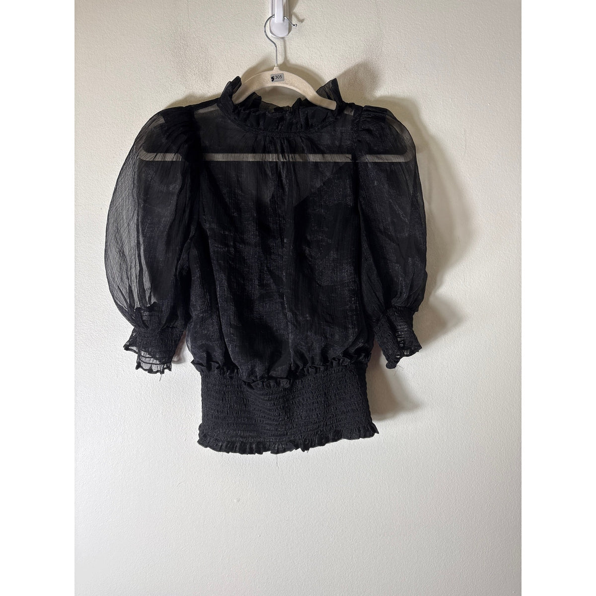 Do+BE Black Sheer Party Top Sz S