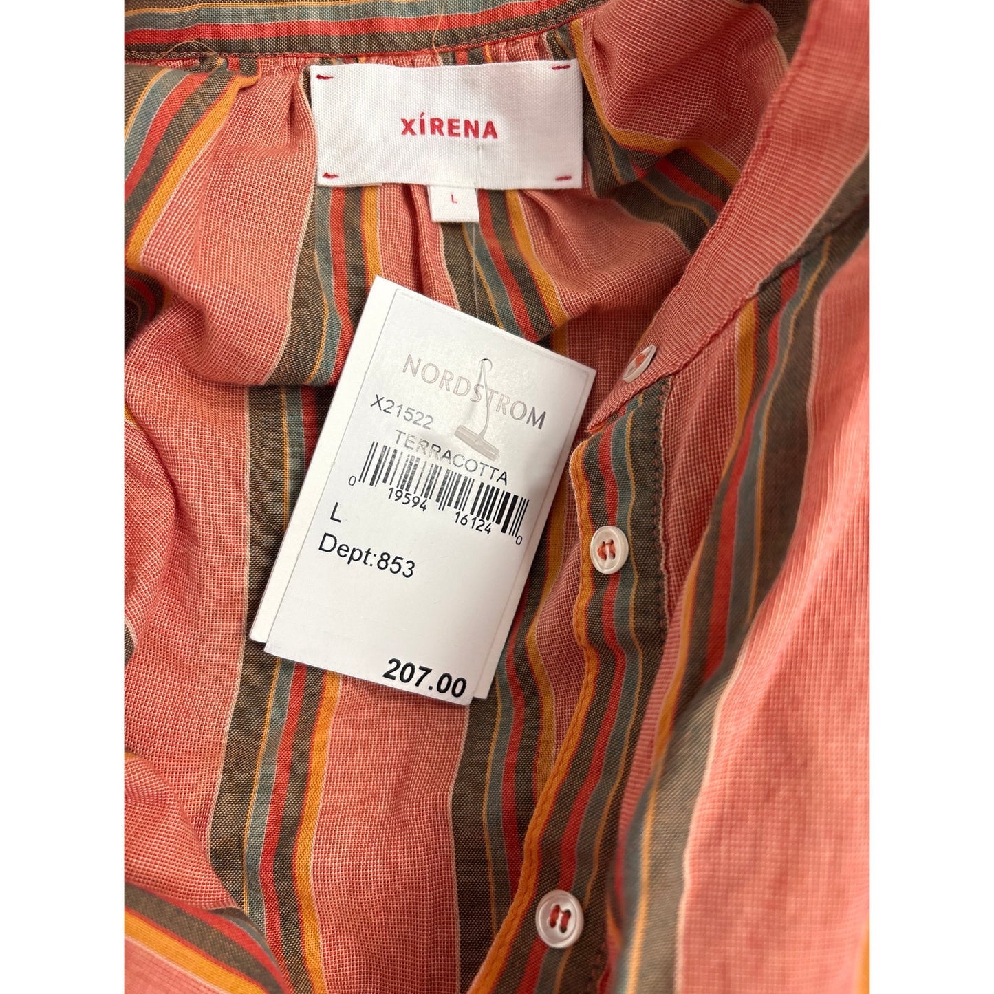 NWT Xirena Terracotta "Atlee" Long Sleeve Button Up Shirt Sz L