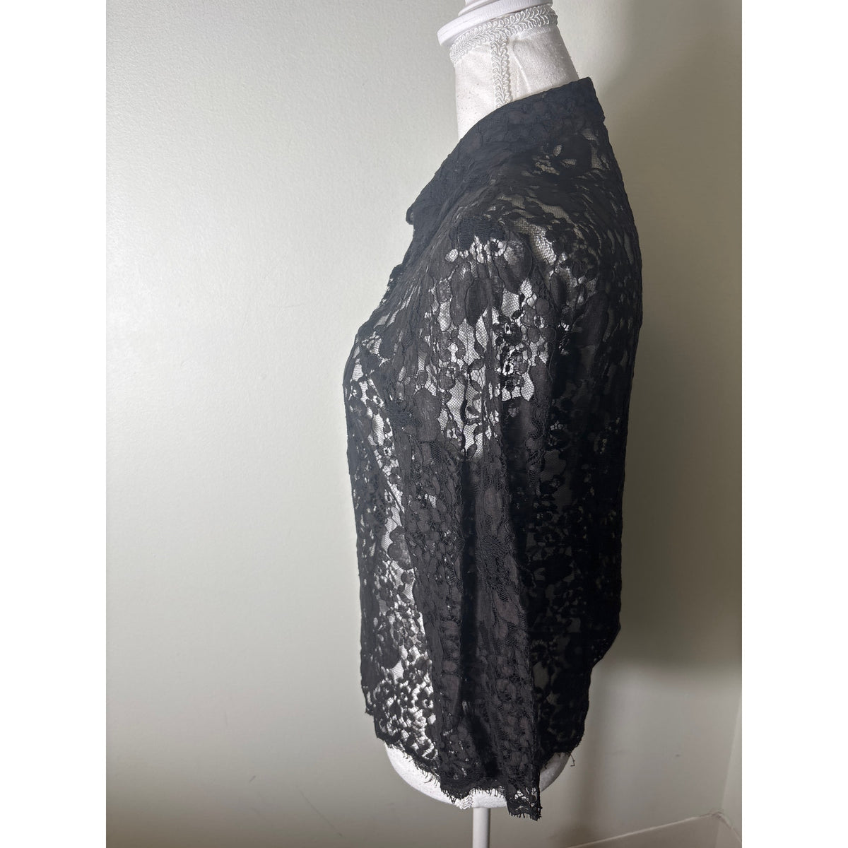 Burberry Black Lace 3/4 SLeeve Top Sz UK14