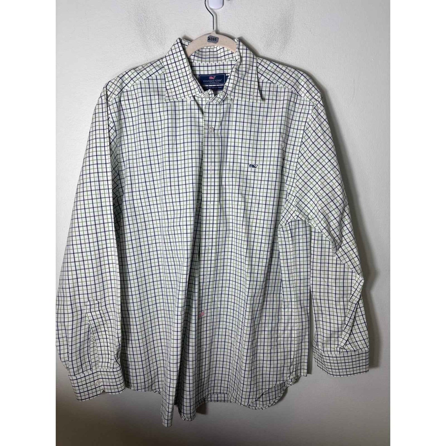 Men's Vineyard Vines Navy Green Plaid Long Sleeve Cotton Button Down Sz M