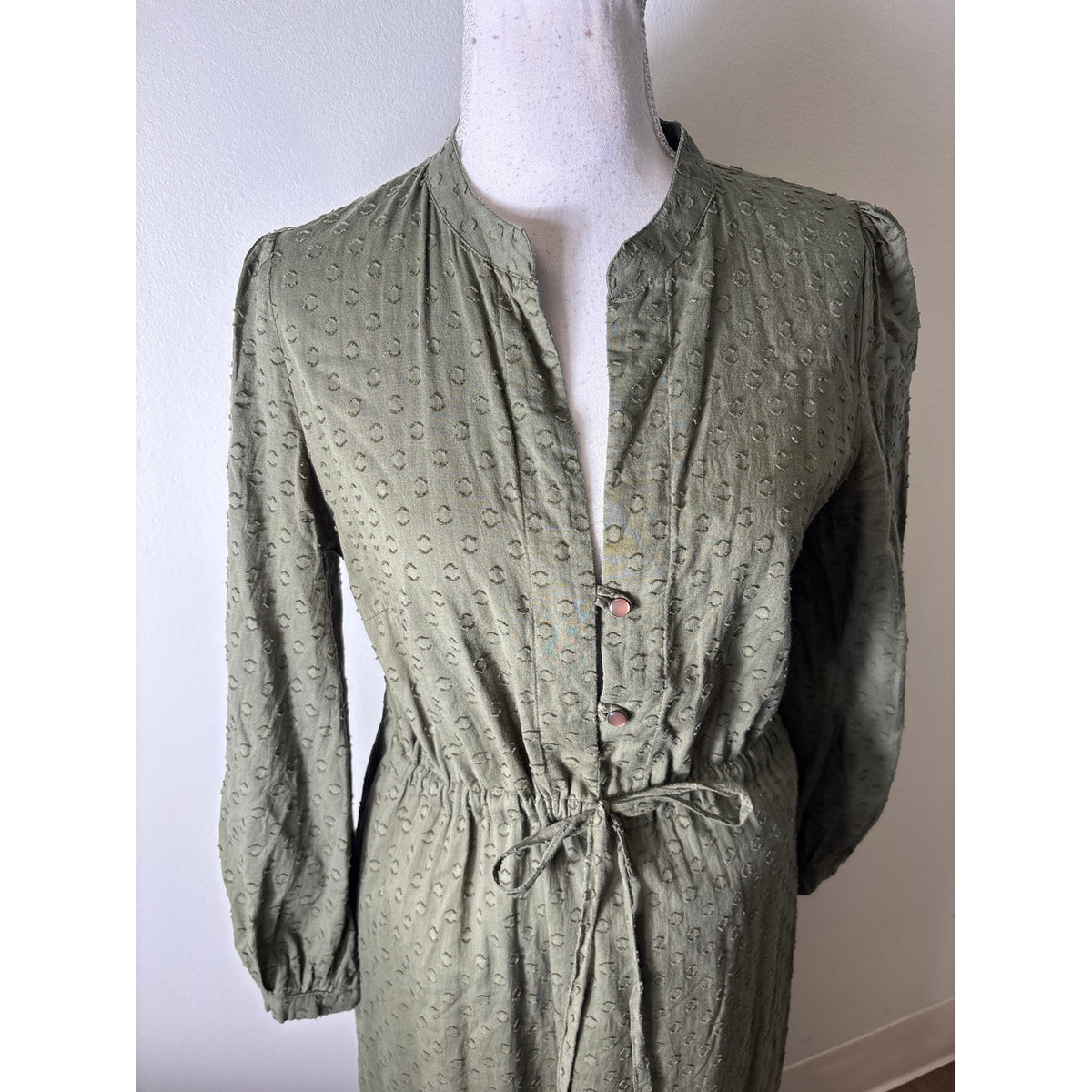 Emerson Fry / India Collection Olive Green Dot Maxi Dress Sz S