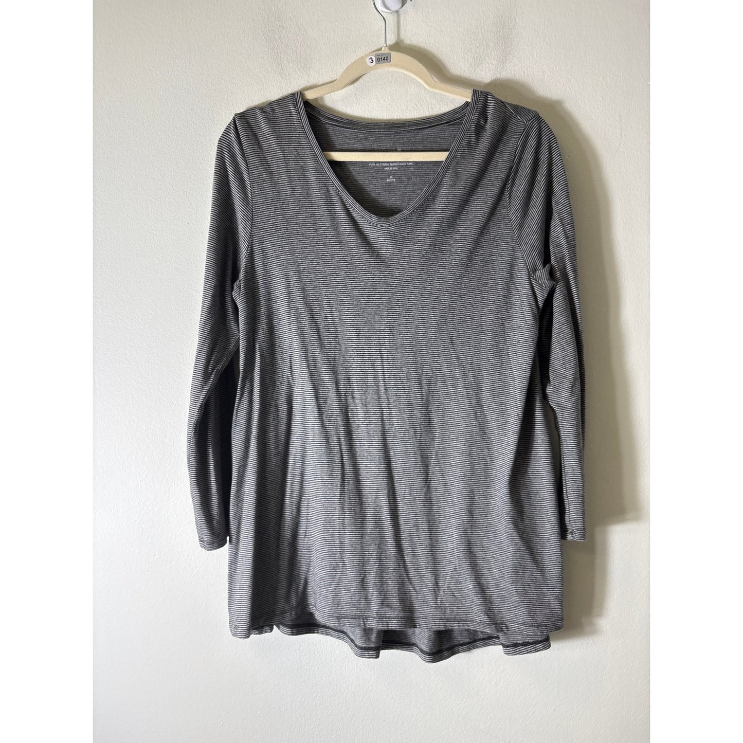 Pure J.Jill Black and Gray Stripe Long Sleeve Tee Sz MP