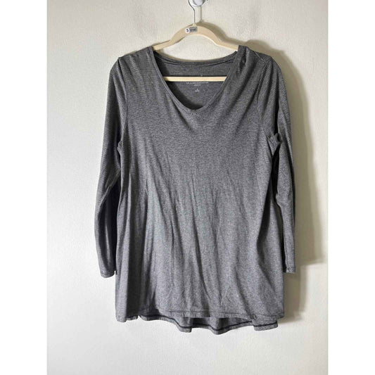 Pure J.Jill Black and Gray Stripe Long Sleeve Tee Sz MP
