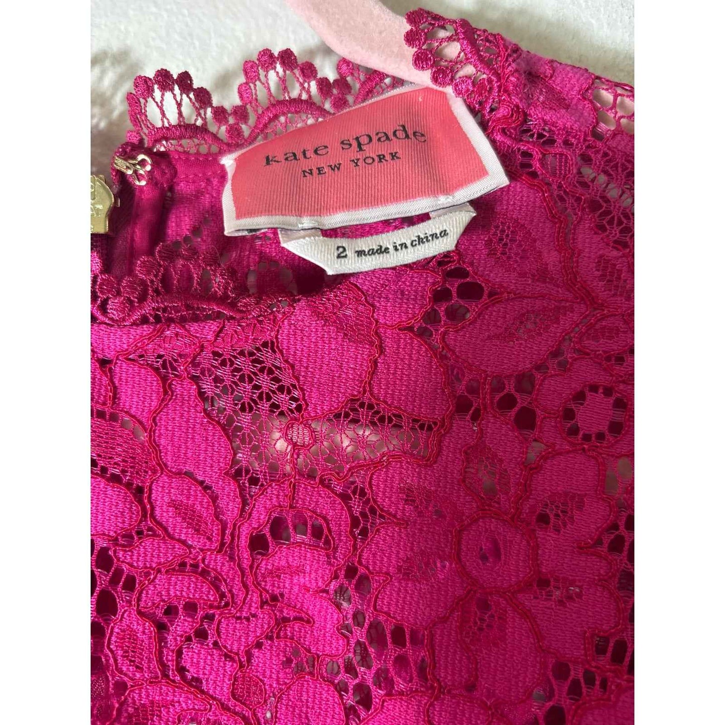 Kate Spade Hot Pink Long Sleeve Lace Mini Dress Sz 2