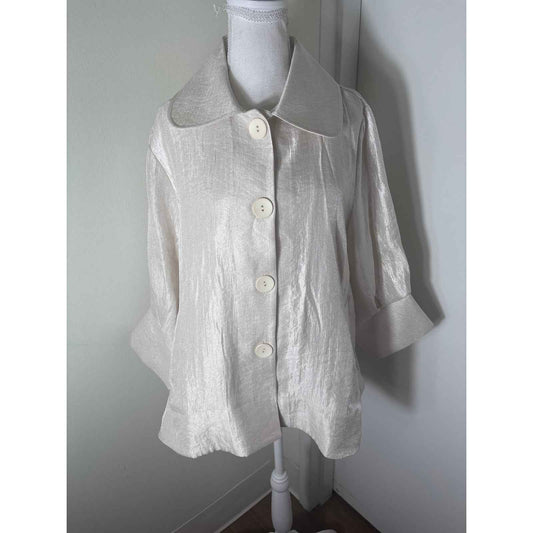 NWT Damee Pearl White Lightweight Jacket Sz L