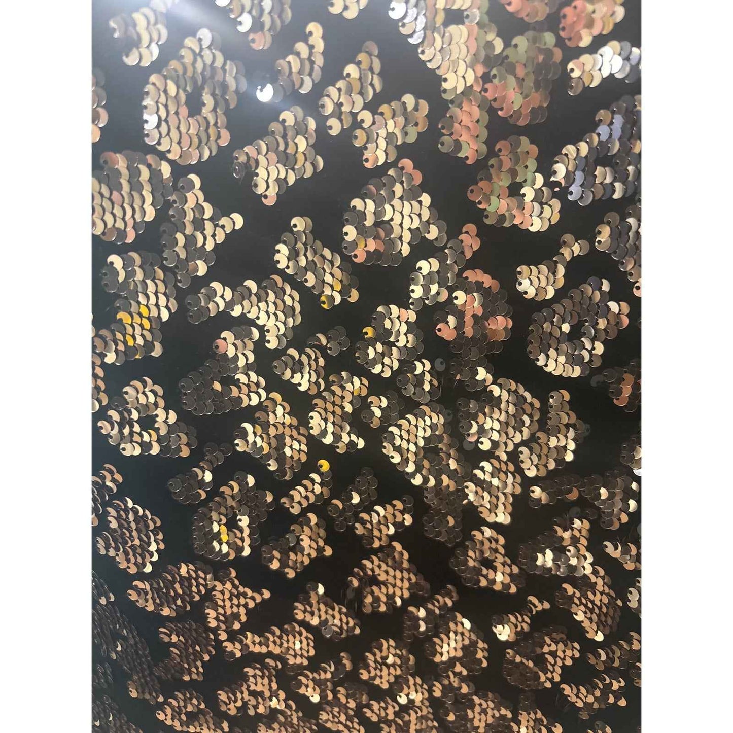NWT RO&DE Anthropologie Black Gold Sequin Short Sleeve Knee Length Dress Sz S