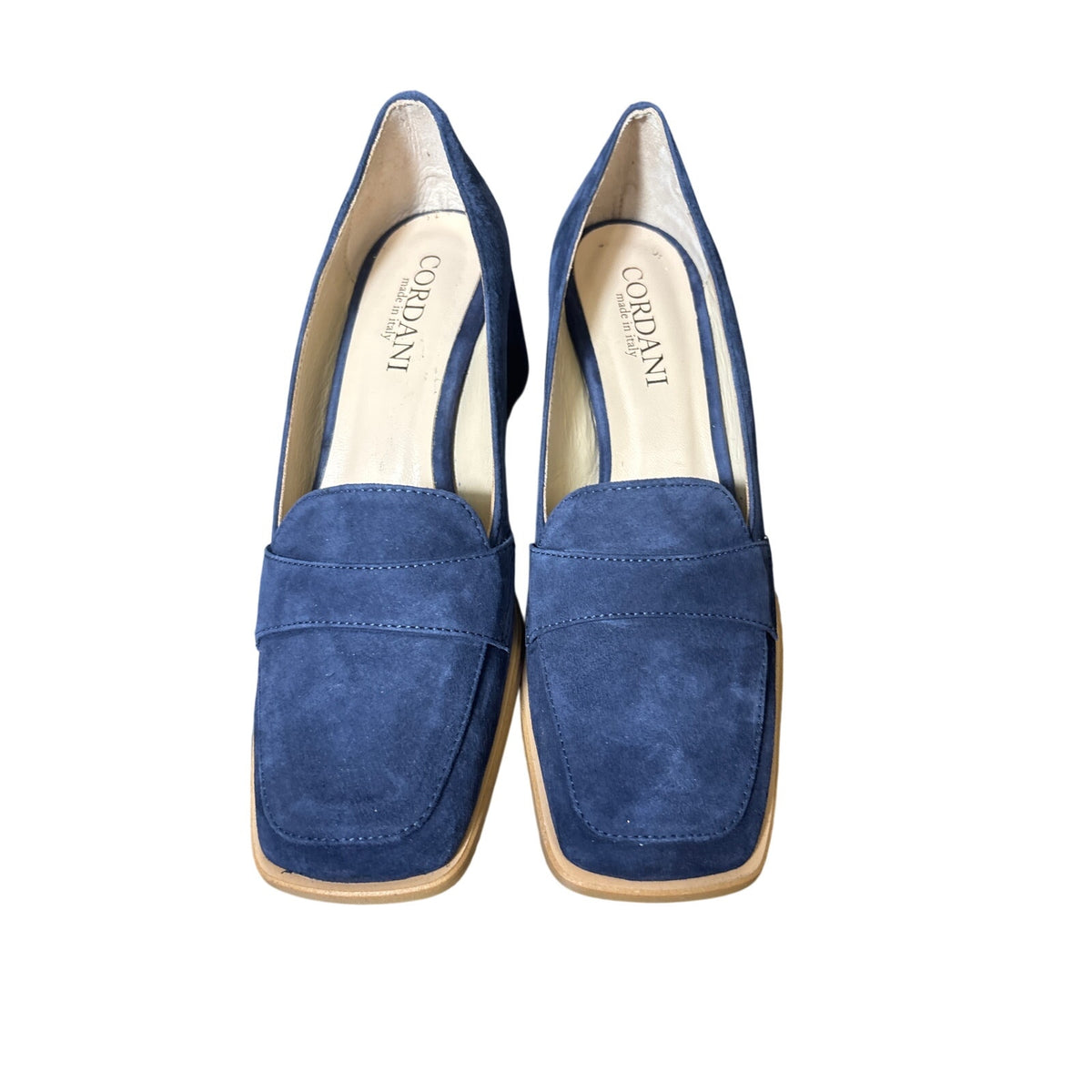 Cordani Articolo Nisha Navy Blue Loafer Heels Sz 37 (6.5)