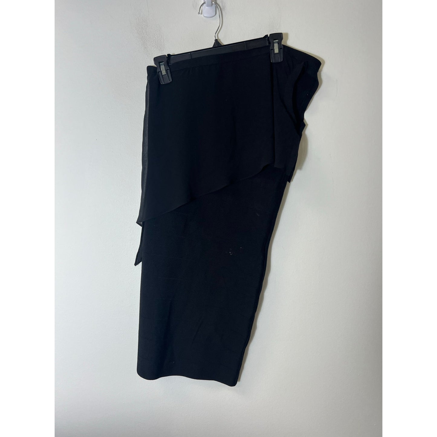 Bebe Black One Shoulder Mixed Media Mini Dress Sz LG