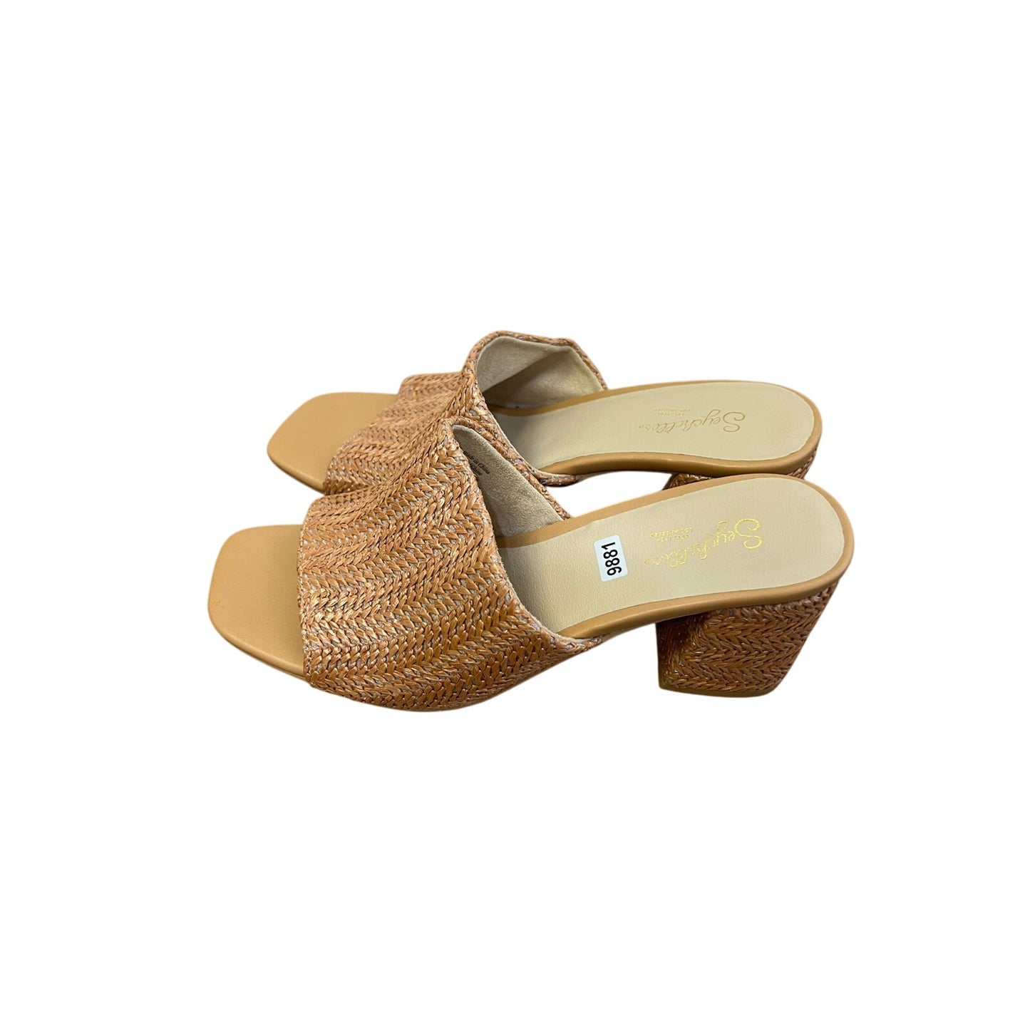 Sychelles Tan Natural Fiber Woven Slide Sandal Sz 8