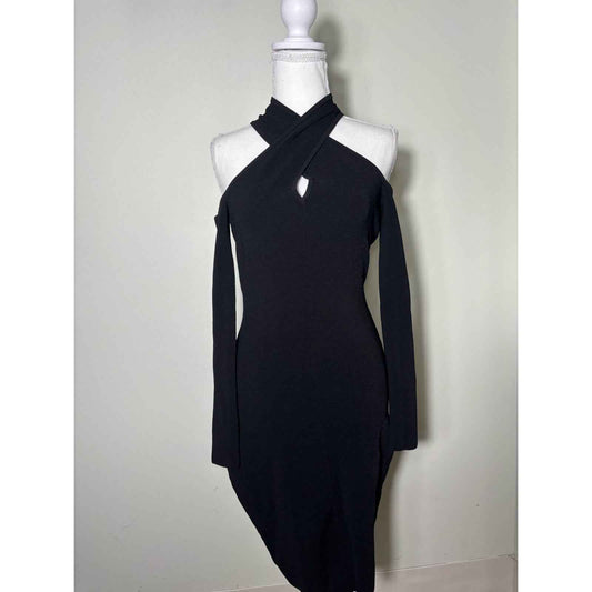 Milly Black Cold Shoulder Bodycon Dress Sz S
