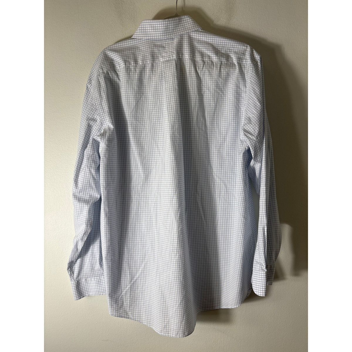 Jos. A Bank Light Blue Gray Plaid Long Sleeve Button Down Shirt Sz 16.5-35
