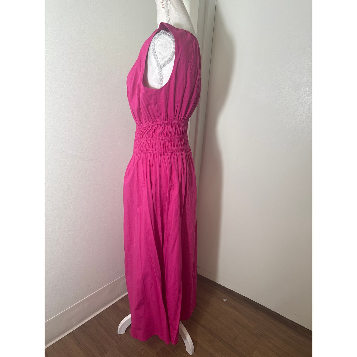 The Lulo Project Hot Pink One Shoulder Cotton Maxi Dress Sz L
