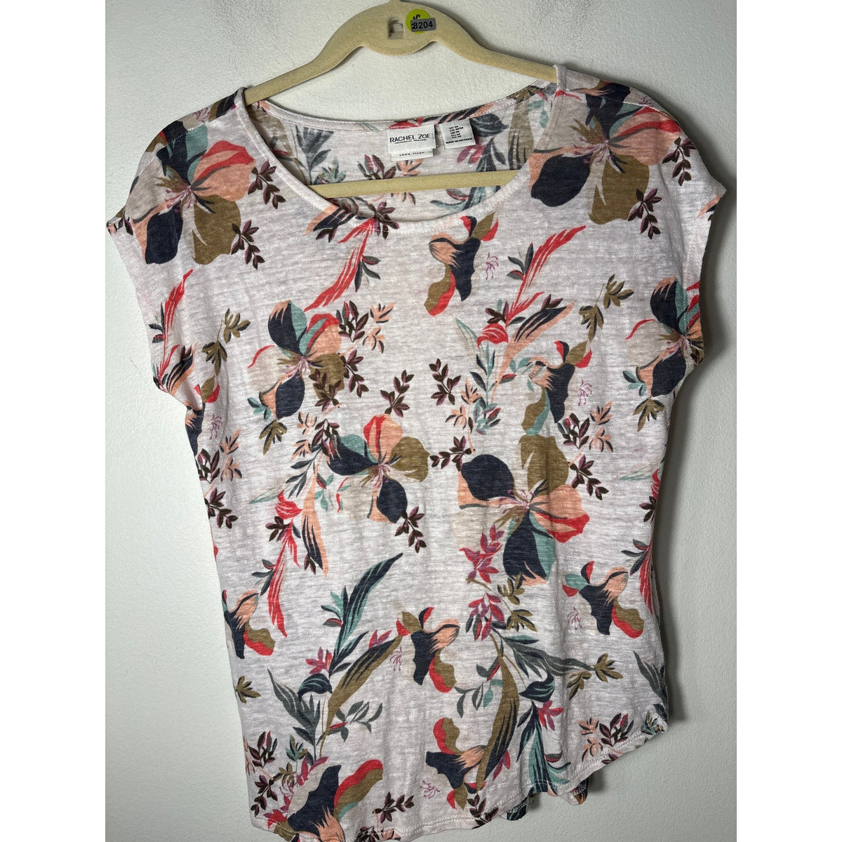 Rachel Zoe Peach Floral Linen Knit Sz M