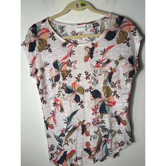 Rachel Zoe Peach Floral Linen Knit Sz M