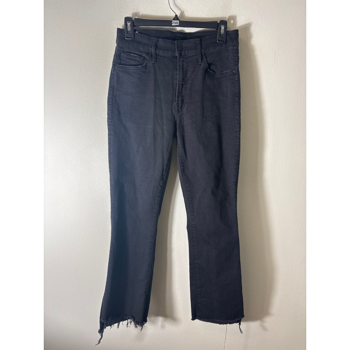 Mother Black "The Crop Step Fray" Straight Leg Denim Jean Sz 29