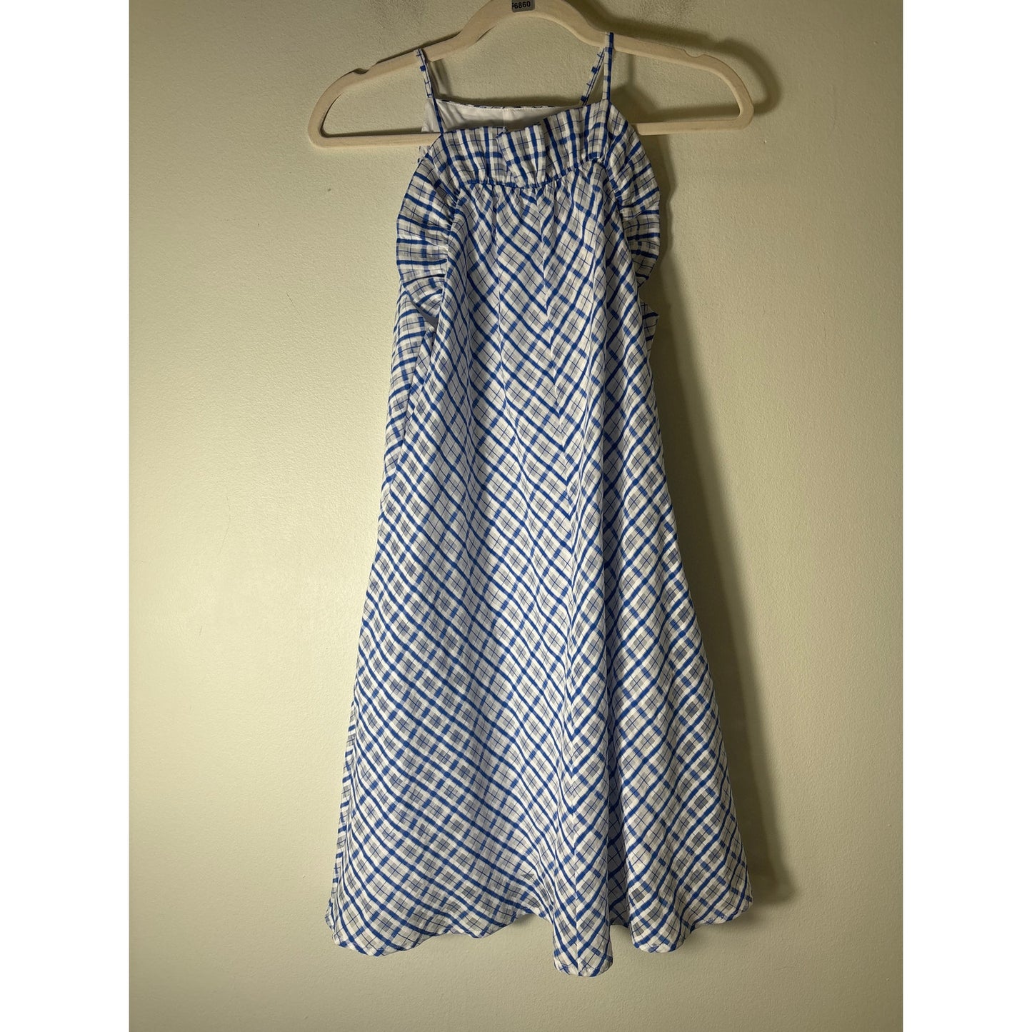 Corey Lynn Calter Blue and White Sheer Overlay Mini Dress Sz S