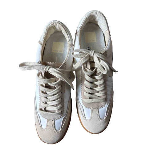 Dolce Vita Tan White Lace Up Fashion Sneakers Sz 10