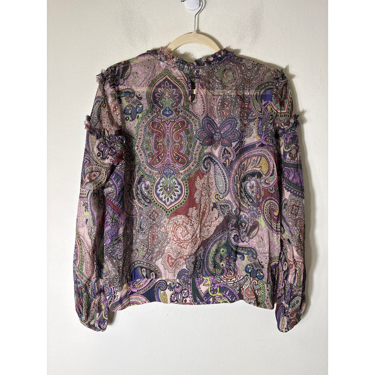 Weston Mulicolored Paisley Long Sleeve Semi Sheer Top Sz S