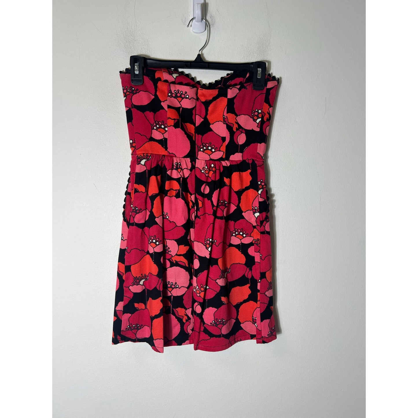 Judith March Strapless Red Floral Mini Dress Sz Small