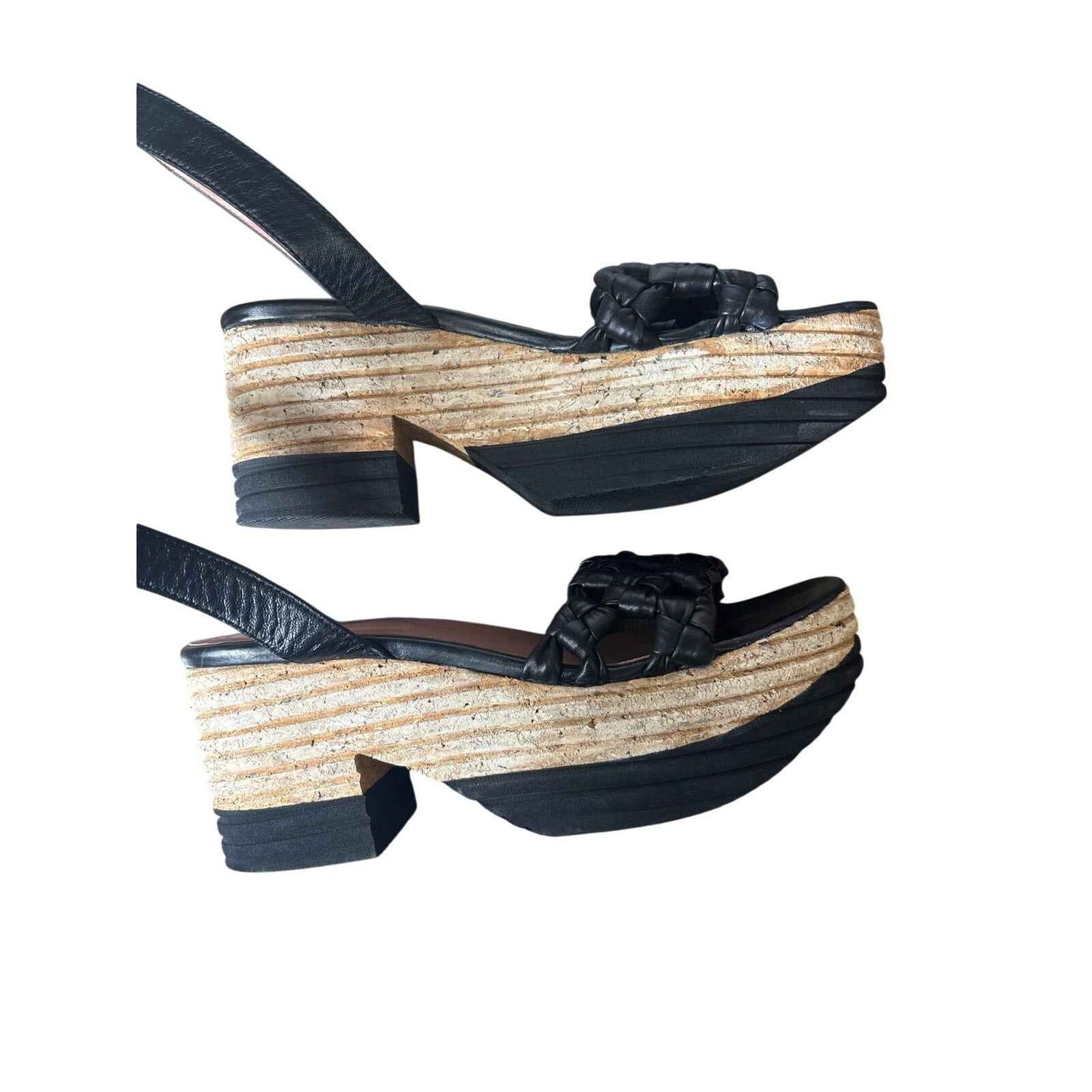 Homers Artisan Black Cork Platform Ankle Strap Sandals Sz 10