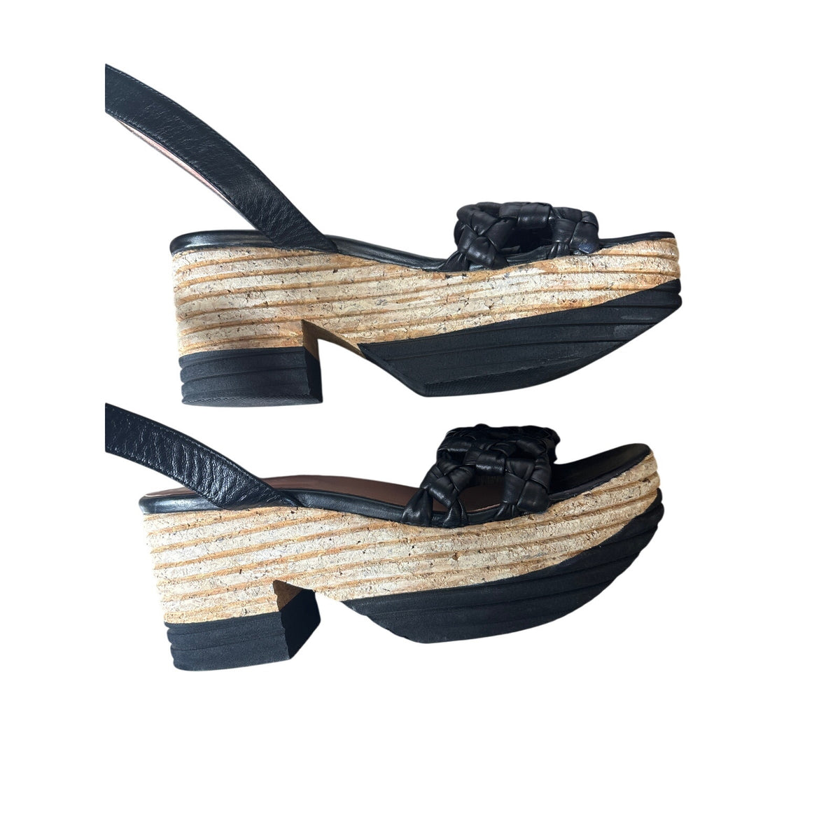 Homers Artisan Black Cork Platform Ankle Strap Sandals Sz 10