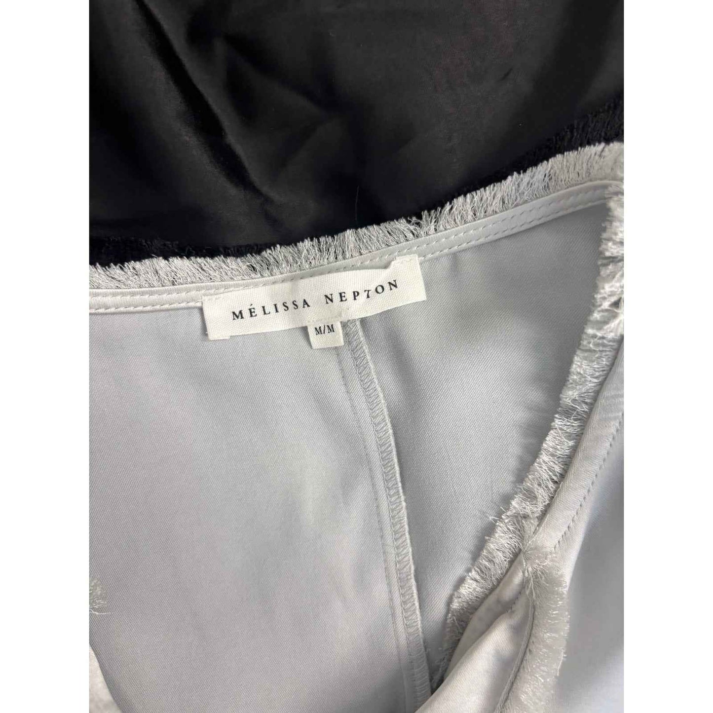 Melissa Nepton Silver Sleeveless V-Neck Shirt Sz M