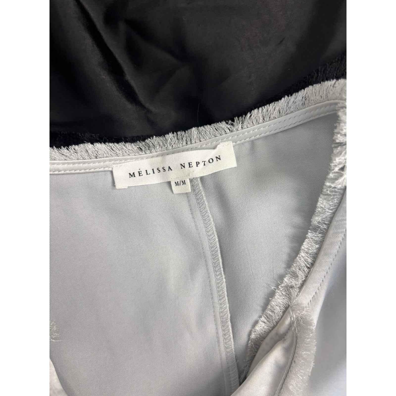 Melissa Nepton Silver Sleeveless V-Neck Shirt Sz M