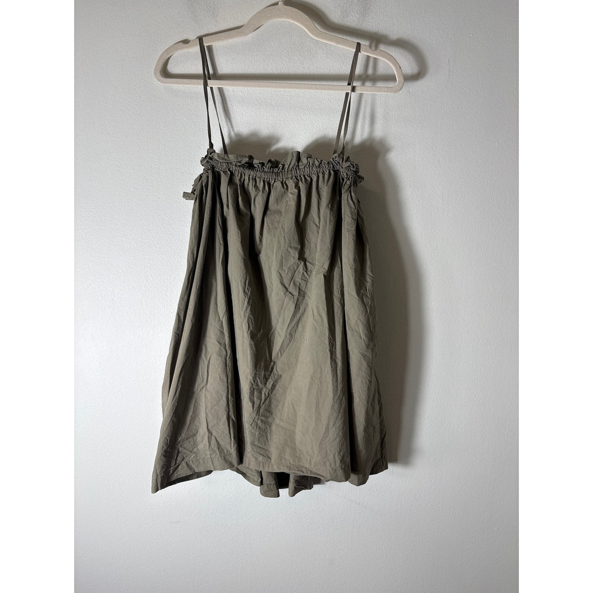 L'Academie Army Green Spaghetti Strap Cotton Top Sz S