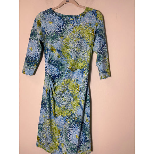 J. McLaughlin Blue and Green Sheeth Dress Sz S